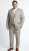 Men’s Light Tan Pinstripe 3 Piece Suit with Jacket, Vest, and Pants | Shadow Stripe Tone Tone Pleated Pants Classic