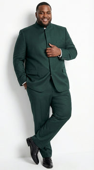 Men’s Olive Green Tuxedo Mandarin Collar Suit – Modern Nehru Style Formal Suit for Wedding Banded Collar