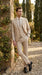 Mens Sand Beige 3 Piece Suit – Double breasted Vest Formal Suit Set  and Dress Pants in Champaign Natural Summer Color