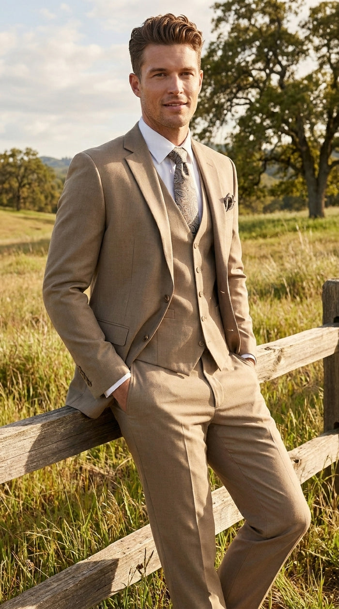 Big And Tall Men's Plus Size Men's Suits For Big Guys Beige