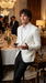 Men’s White Paisley Disco Blazer 1980s Style Jacket – Shawl Lapel Formal Party Blazer, Elegant Masquerade Club Wear, Stylish Evening Outfit