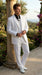 Men’s All White Classic 3 Piece Suit with High Vest, 3 Button Jacket and Pleated Pants
