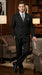 Men’s Black Pinstripe Double Breasted Suit – Peak Lapel Classic Fit Formal Business Conservative settle stripe
