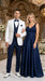 Men’s White and Navy blue tuxedo  3 Piece Suit – Classic White Blazer with Navy Vest and Pants for Wedding, Party + Bowtie