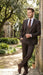 Men’s Chocolate Brown Textured 3-Piece Suit – Luxury Double-Breasted Vest Formal Set