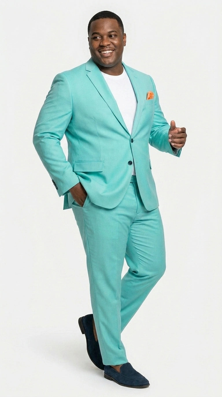 Men’s Turquoise 2 Piece Suit with Jacket and Pants, Formal Wedding Suit for Prom, Parties, Summer Events, and Special Occasions Modern Fit
