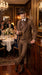 Men’s Brown Pinstripe Western Cowboy Tuxedo, Contrast Shawl Lapel Formal Suit for Weddings, Prom, Parties, and Special Occasions