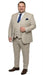 Men's Beige with blue Pinstripe Three-Piece Suit with Vest by Rossiman Vested Peak Lapel in Tan Stripe 1920s style