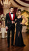 Men’s Black Paisley 2 Piece Suit with Red Shawl Lapel, Formal Wedding Prom Party Suit Set