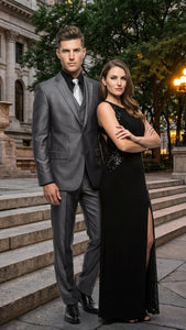 Mens Charcoal Gray Suit With Sheen -  | Shiny Texture Fabric Three Piece Wedding and Party Business - Image 4