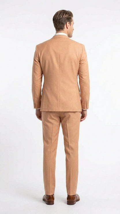 Men’s Peach Double Breasted Suit – Wedding & Prom Formal Suit Set, Classic Blazer and Pants Slim Fitted