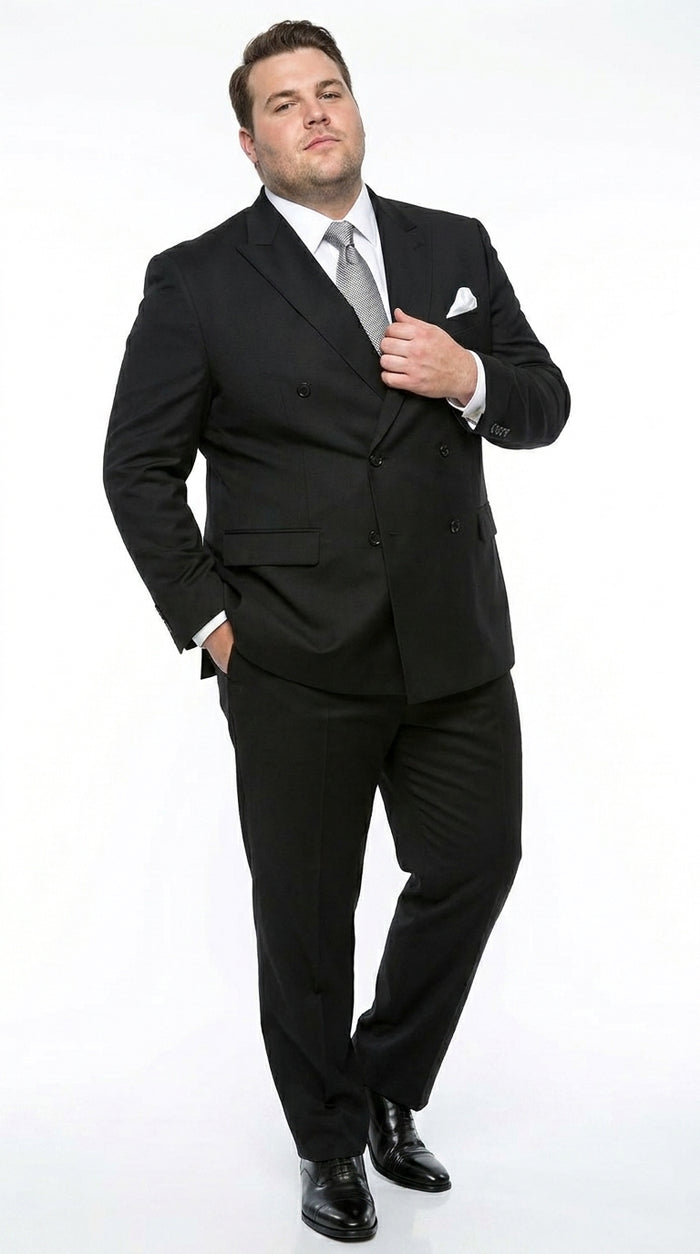 Statement Confidence Men'S Black Double Breasted Wool Italian Design Suit