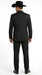 Men’s Black Western Tuxedo Suit, 3 Piece Cowboy Formal Wedding Prom Suit with Satin Trim