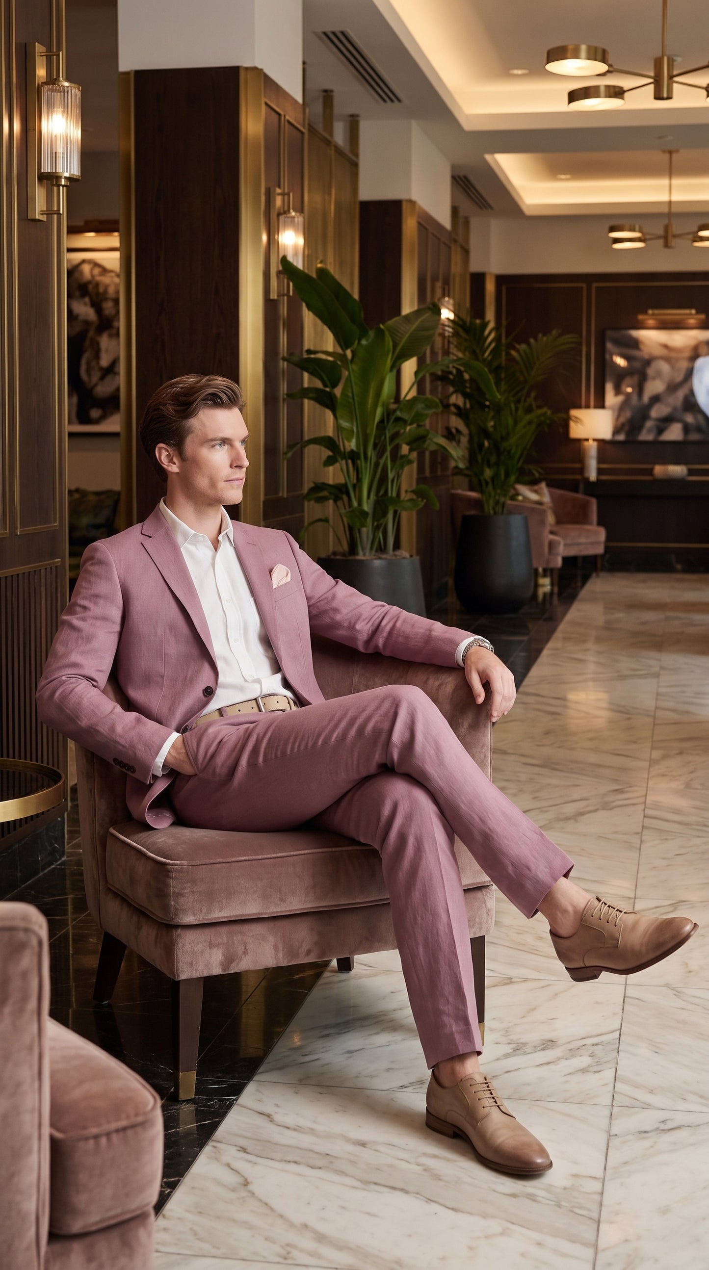 Men’s Mauve 2-Piece Suit – Two-Button Wedding, Prom and Business Suit  Modern Fit