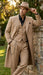 Men’s 1920s Beige Zoot Suit – Long Mafia Gangster Three-Piece Suit in Tan Khaki Color 40 inch Zuit Pachuco Suit