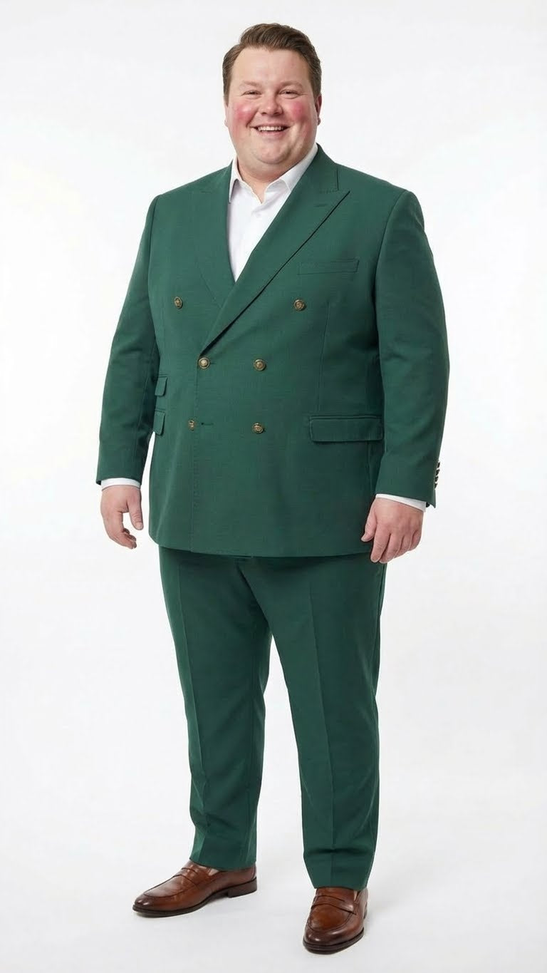 Vitali Brand Men’s Emerald Green Double Breasted Suit – Side Vented Modern Fit