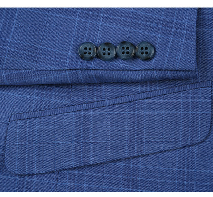 293-10 Men's 2-Piece Slim Fit Windowpane Check Dress Stretch Suit - Image 9