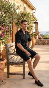 Men’s Black Walking Suit with Short – Classic Leisure and Casual Outfit