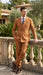 Men’s Vitali Brand Rustish Orange Brown Copper Color Double Breasted Slim Fit Suit