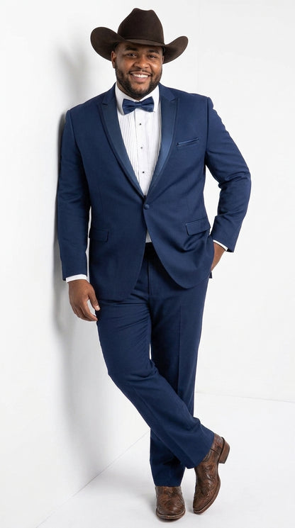 Men’s Saphire Indigo Blue Western Tuxedo Suit, Formal Wedding Prom Cowboy Tuxedo with Blue