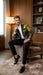 Men’s Yellow Tuxedo Black and Gold Floral Pattern Blazer | Formal Jacket - Prom Dinner Jacket + Black Pants + Bowtie