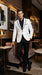 Men’s White Disco Blazer 70s Era Costume Jacket – Black Trim Retro Party Blazer, Vintage Dance Outfit, Stylish Evening Themed Wear