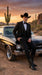 Black Western Tuxedo for Men | Classic Three Piece Formal Wedding Peak Lapel with Trim Collar Cowboy Suit