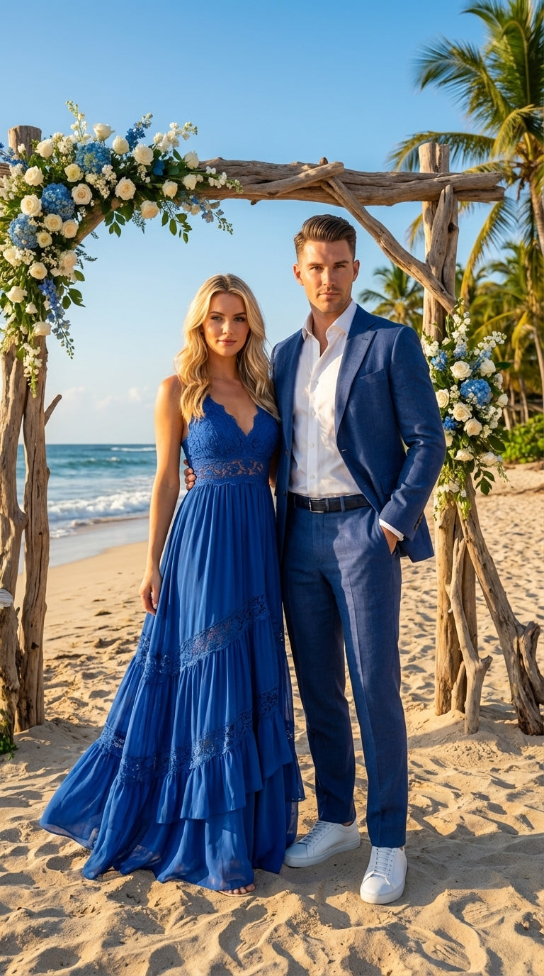 Mens Enzo Tovare Denim Blue Linen Summer Suit – Breathable Two Piece Suit for Wedding, Business, Travel Modern Fit