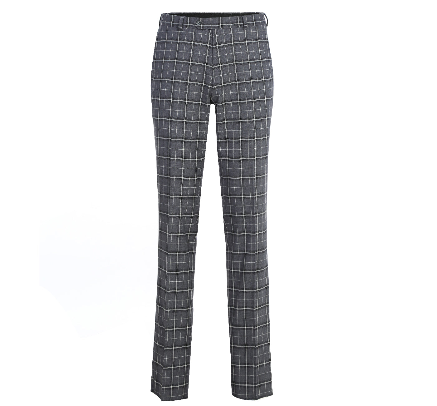 293-14 Men's Classic Fit Single Breasted Grey & White Check Suits - Image 9