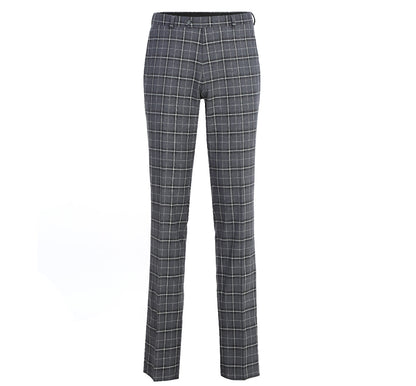293-14 Men's Classic Fit Single Breasted Grey & White Check Suits - Image 9
