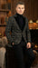 Mens Tartan Black and Gold Check Blazer – Windowpane Plaid Sport Coat Velvet Lapel Formal Party Jacket Chirsitmas New Year Holiday Jacket