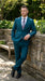 Discounted Sale Clearance Men's Two Buttons Dark Teal 2-piece suit Flat Front Pants