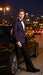 Men’s Eggplant Plum Purple Tuxedo Blazer with Satin Lapel, White Tuxedo Shirt and Matching Purple Bow Tie - Slim Fitted - Prom wedding Suit With Pants