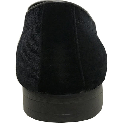 Bravo Mens Modern Slip On Velvet Tuxedo Loafer in Black - Men's Dress Shoes