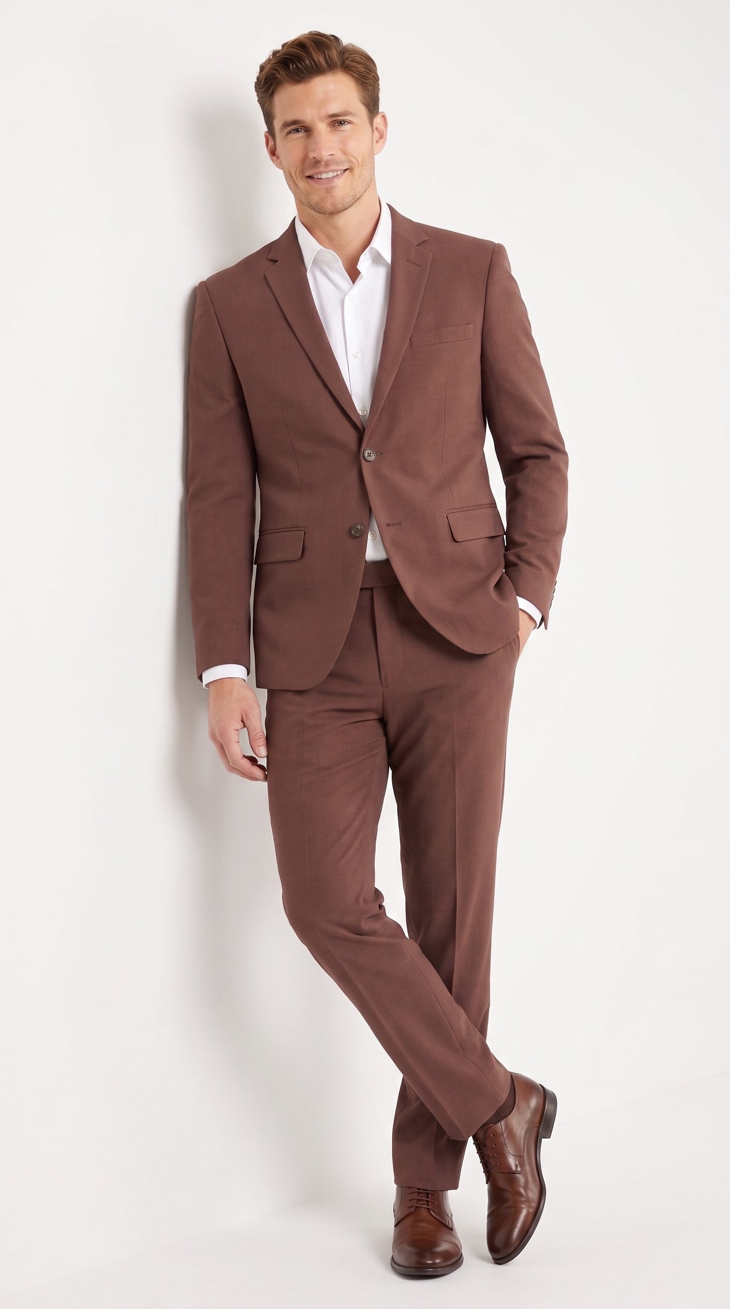 Men’s Coffee Brown 2-Piece Suit – Two-Button Wedding, Business and Formal Suit