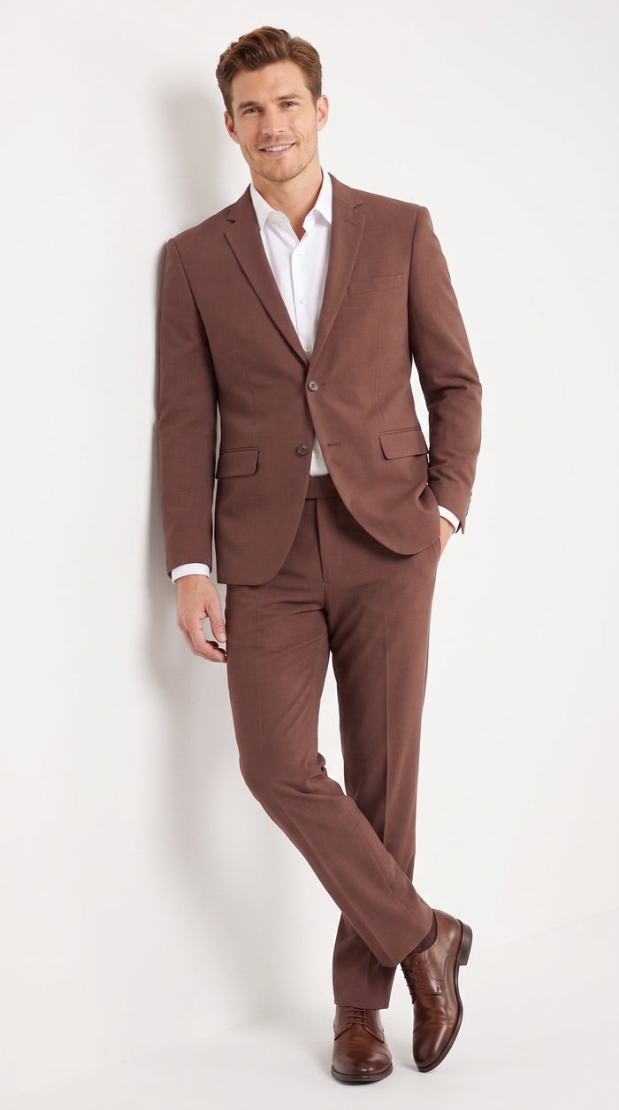 Men’s Coffee Brown 2-Piece Suit – Two-Button Wedding, Business and Formal Suit