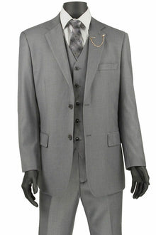 Apollo King "Classic Men's Light Grey Suit - 2 Button Vested Single Pleated Pant"