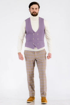 Modern Slim Fit Mens Suit – 2 Button Notch Lapel with U-Shaped Double Breasted Vest