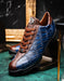Marco Di Milano Saulo Men's Shoes Blue & Brown Exotic Ostich / Alligator Casual Sneakers