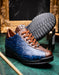 Marco Di Milano Saulo Men's Shoes Blue & Brown Exotic Ostich / Alligator Casual Sneakers