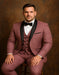 Men's Mauve Pink Tuxedo Suit – 3-Piece Slim Fit with Black Satin Shawl Lapel
