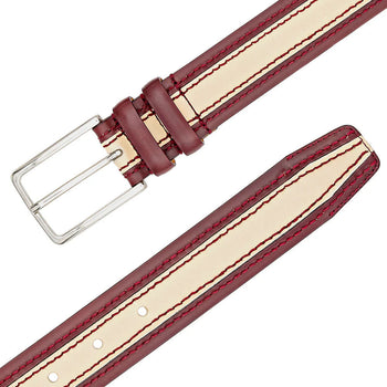 Mezlan Two-Tone Leather Belt Red / Bone (AO11670)