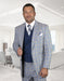 Statement Men's 3 Piece 100% Wool Powder Blue Suit - Double Breasted Vest