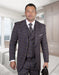 Mens Statement Apula 2 Button Peak Lapel Suit with Double Breasted Vest in Brown Plaid