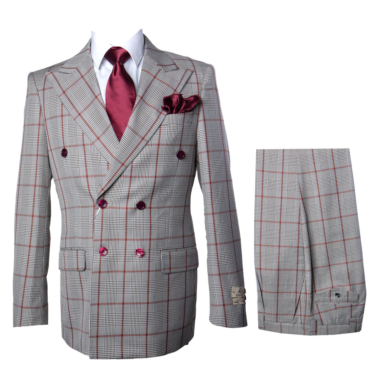 Rossiman Light Blue Men's Suit Double Breasted Slim Fit