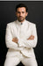Designer Brand Men'S White 5 Button Mandarin Collar Suits For Men - All White Suit