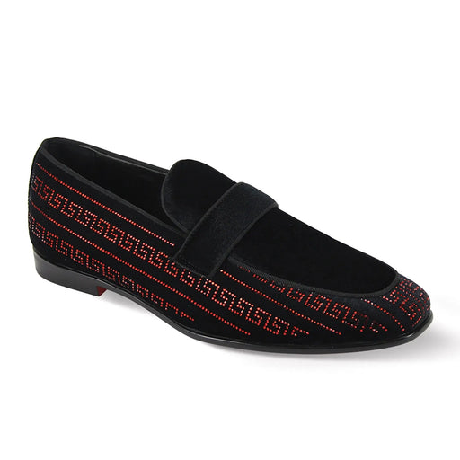 Vincent Velvet Rhinestone Slip-On Smoking Loafers