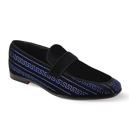 Vincent Velvet Rhinestone Slip-On Smoking Loafers