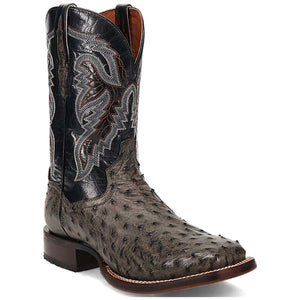Dan Post Men’s Alamosa Grey/Black Full Quill Ostrich Boots - Image 5