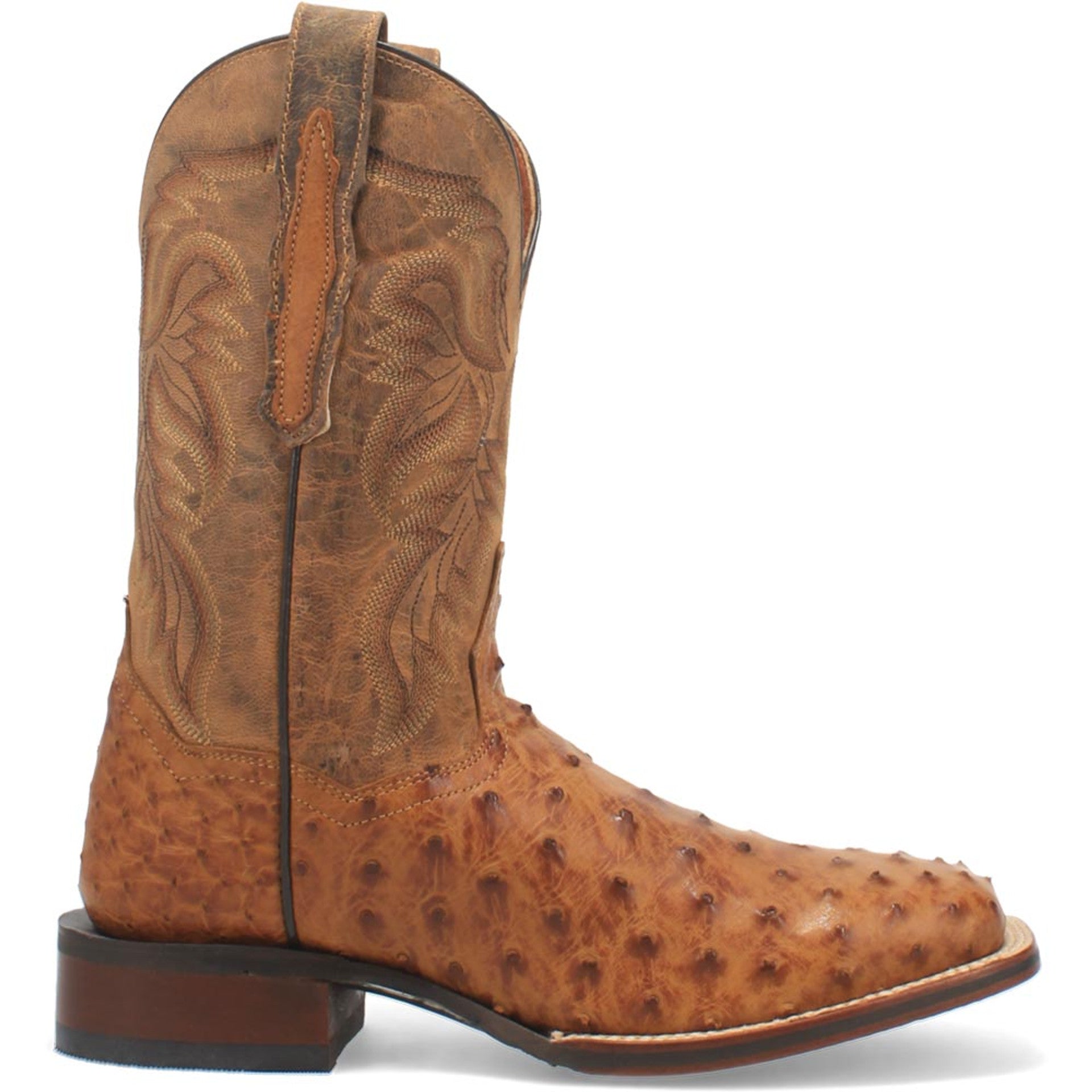 Dan Post Men’s Alamosa Tan Genuine Ostrich 11 Broad Square Toe Cowboy Certified Boot - Image 5